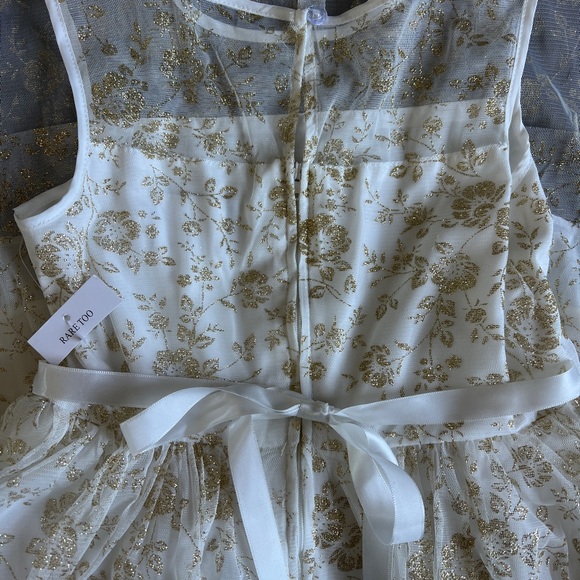 NWT Elegant Gold and White Kids Dress, size 6x - Picture 3 of 4